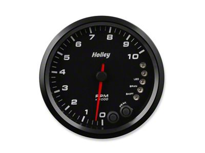 Holley 4.50-Inch Analog-Style Tachometer; 0-10K; Black (Universal; Some Adaptation May Be Required)