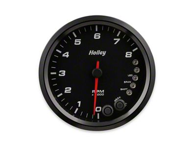 Holley 4.50-Inch Analog-Style Tachometer; 0-8K; Black (Universal; Some Adaptation May Be Required)