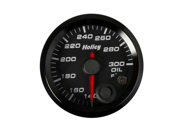 Holley 2-1/16-Inch Analog Style Oil Temperature Gauge; Black (Universal; Some Adaptation May Be Required)