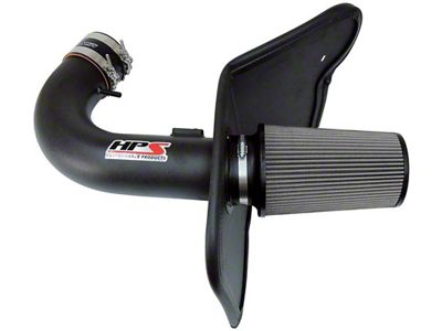 HPS Shortram Cold Air Intake; Wrinkle Black (10-15 Camaro SS)