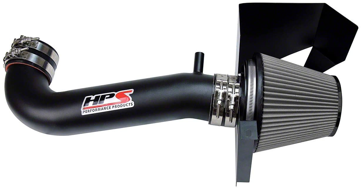 HPS Challenger Shortram Cold Air Intake; Wrinkle Black 827600WB (1117