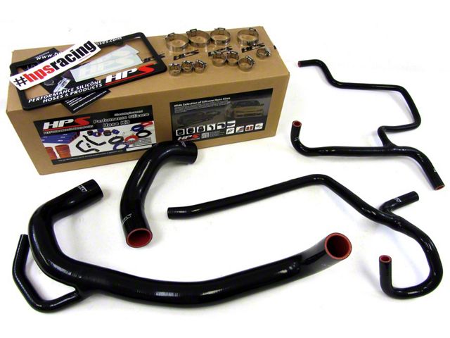 HPS Silicone Radiator and Heater Coolant Hose Kit; Black (12-13 6.4L HEMI Charger)