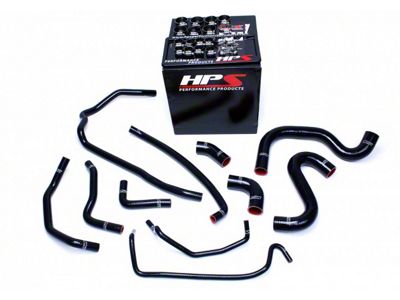 HPS Silicone Radiator and Heater Coolant Hose Kit; Black (15-17 Mustang GT)