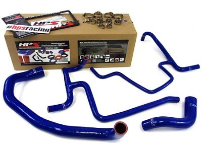 HPS Silicone Radiator and Heater Coolant Hose Kit; Blue (09-10 5.7L HEMI Challenger)