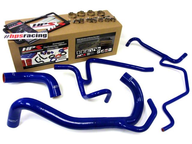 HPS Silicone Radiator and Heater Coolant Hose Kit; Blue (11-13 6.4L HEMI Challenger)