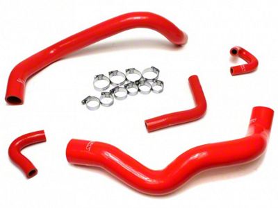 HPS Silicone Radiator and Heater Coolant Hose Kit; Red (01-04 Mustang V6)