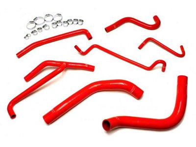 HPS Silicone Radiator and Heater Coolant Hose Kit; Red (11-14 Mustang V6)