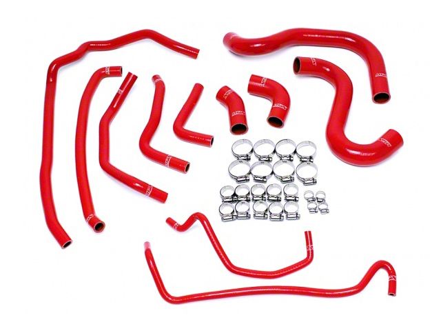 HPS Silicone Radiator and Heater Coolant Hose Kit; Red (15-17 Mustang GT)