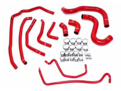 HPS Silicone Radiator and Heater Coolant Hose Kit; Red (15-17 Mustang GT)