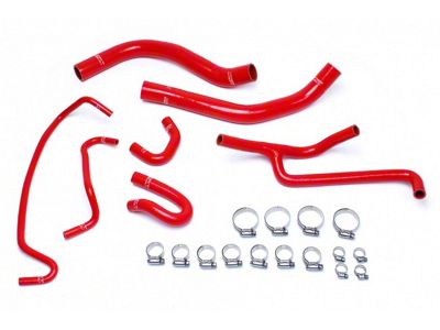 HPS Silicone Radiator and Heater Coolant Hose Kit; Red (15-17 Mustang V6)