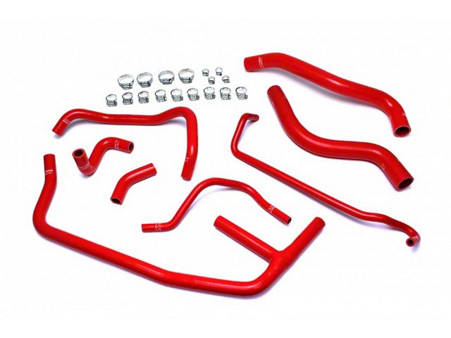 HPS Silicone Radiator and Heater Coolant Hose Kit; Red (15-23 Mustang EcoBoost)