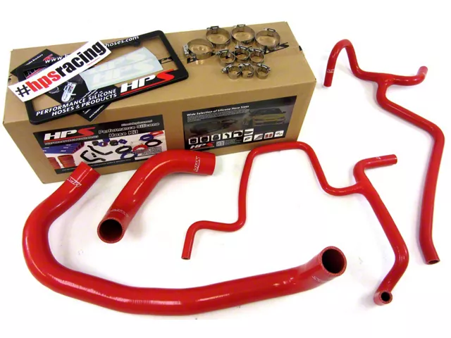 HPS Silicone Radiator and Heater Coolant Hose Kit; Red (2010 6.1L HEMI Challenger)