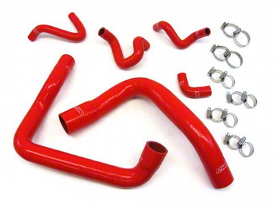 HPS Silicone Radiator and Heater Coolant Hose Kit; Red (86-93 5.0L Mustang)