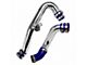 HPS Intercooler Hot and Cold Side Charge Pipes with Blue Hoses; Polished (15-23 Mustang EcoBoost)