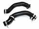 HPS Intercooler Hot and Cold Side Charge Pipes with Black Hoses; Wrinkle Black (15-23 Mustang EcoBoost)