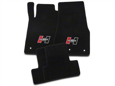 Hurst Elite Series Front and Rear Floor Mats with Red Hurst Logo; Black (10-14 Mustang)
