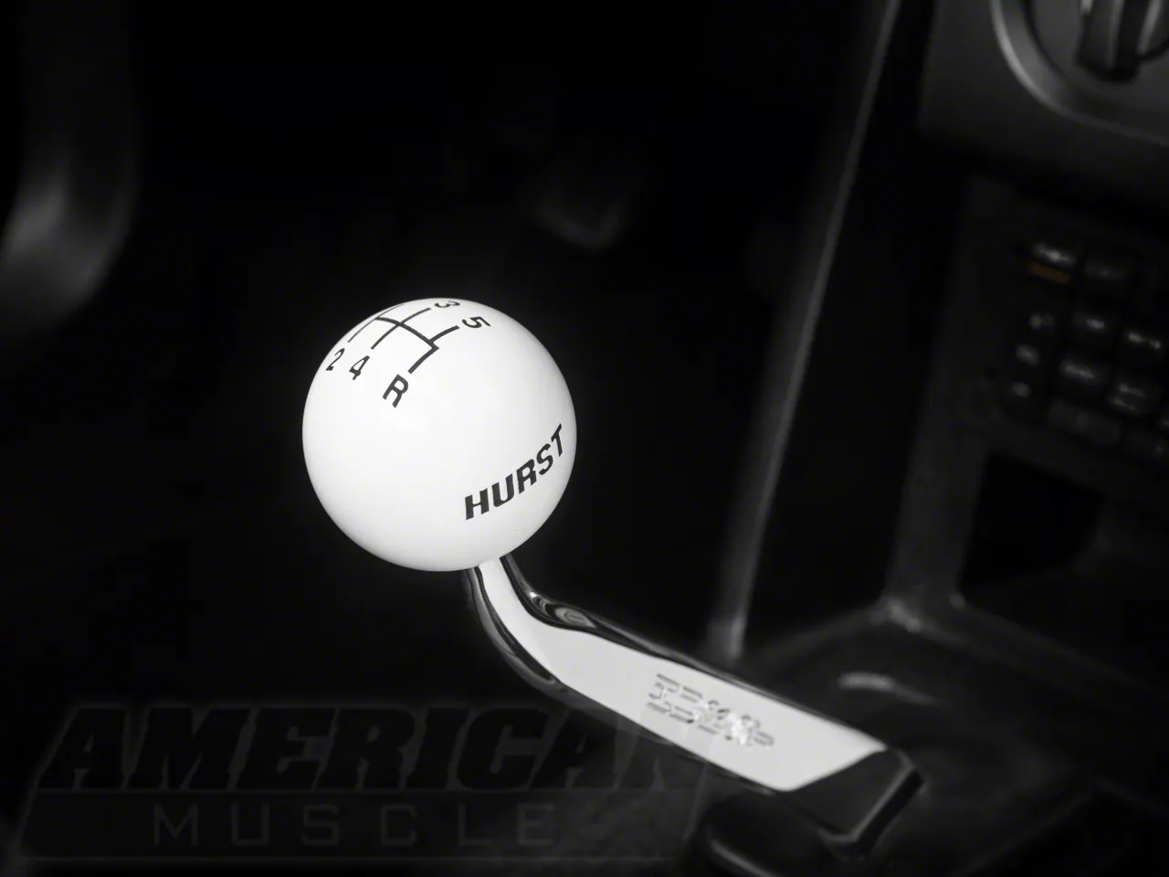 Hurst Mustang Competition Shifter Handle; White Knob 5380036 (87