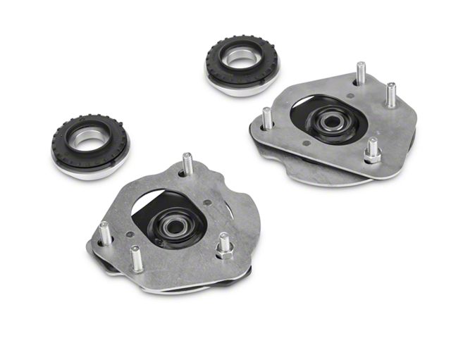 J&M Caster Camber Plates for Viking Coil-Over Struts; Black (15-24 Mustang)