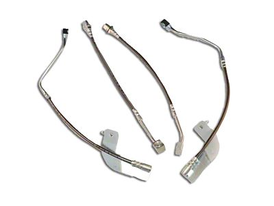 J&M Stainless Steel Teflon Brake Hose Kit; Clear Outer Cover; Front and Rear (99-04 Mustang, Excluding Cobra)