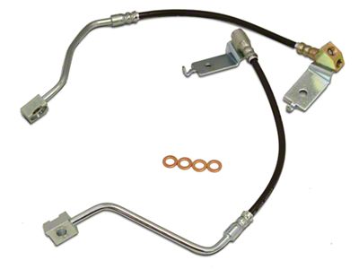 J&M Stainless Steel Teflon Brake Hose Kit; Clear Outer Cover; Rear (96-98 Mustang GT, Cobra)