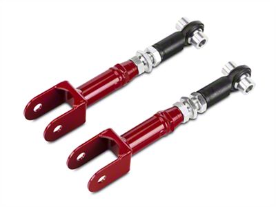 J&M IRS Adjustable Rear Toe Links; Red (15-23 Mustang)