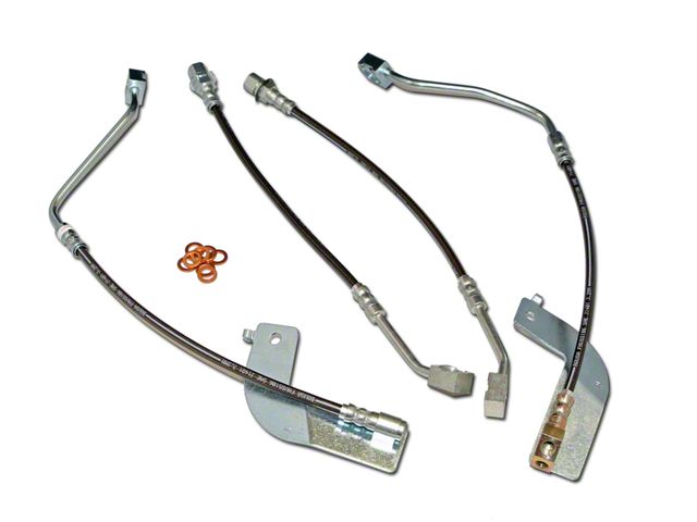 J&M Stainless Steel Teflon Brake Lines; Front and Rear (99-04 Mustang, Excluding Cobra)