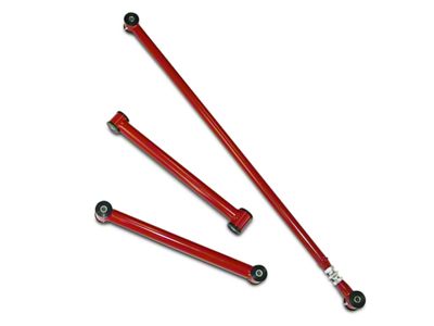 J&M Adjustable Panhard Bar and Non-Adjustable Lower Control Arm Kit; Red (05-14 Mustang)