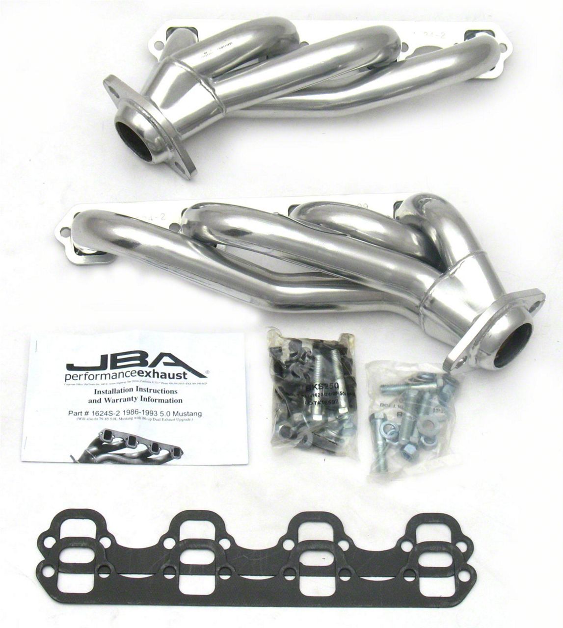 JBA Mustang 1-5/8-Inch Shorty Headers; Silver Ceramic 1624S