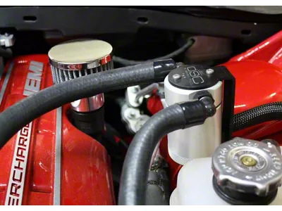 J&L 3.0 Oil Separator; Clear/Satin Anodized; Driver Side (15-17 Challenger SRT Hellcat)