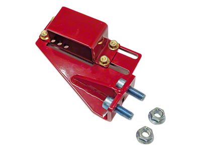 J&M Adjustable Torque Arm Relocation Bracket for Modular Transmission Crossmember; Red (98-02 Camaro)