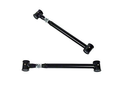 J&M Adjustable Turnbuckle Style Rear Lower Control Arms with 3-Piece Poly-Ball Bushings; Black (93-02 Camaro)