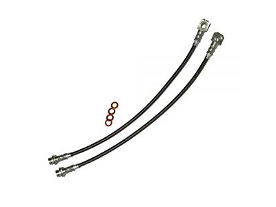 J&M C5 Brake Conversion Stainless Steel Teflon Brake Hose Kit; Black Outer Cover; Front (93-97 Camaro)