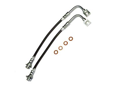 J&M C5/C6 Brake Conversion Stainless Steel Teflon Brake Hose Kit; Clear Outer Cover; Front (98-02 Camaro)