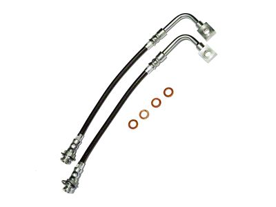 J&M Stainless Steel Teflon Brake Hose Kit; Black Outer Cover; Front (98-02 Camaro)