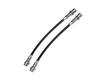 J&M Stainless Steel Teflon Frame to Axle Brake Hose; Black Outer Cover; Rear (95-02 Camaro w/ Traction Control)