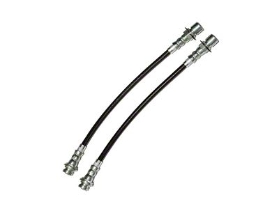 J&M Stainless Steel Teflon Frame to Axle Brake Hose; Clear Outer Cover; Rear (95-02 Camaro w/ Traction Control)
