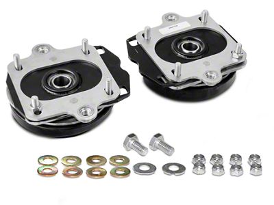 J&M Independently Adjustable Caster Camber Plates; Black (11-14 Mustang, Excluding GT500)