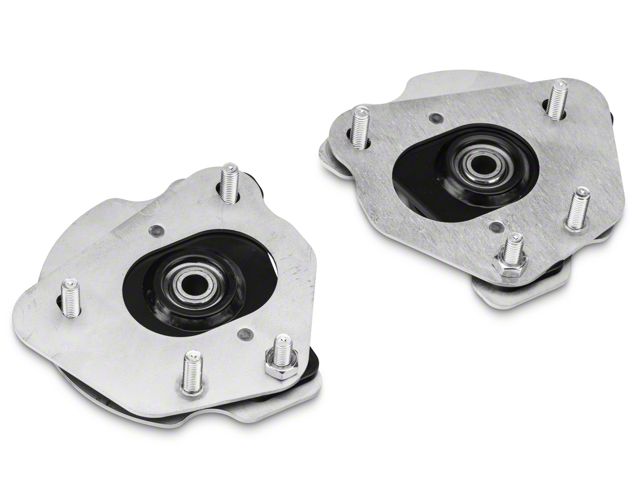 J&M Independently Adjustable Caster Camber Plates; Black (15-24 Mustang)
