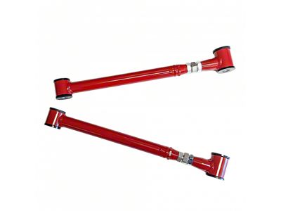 J&M Adjustable Rear Lower Control Arms; Red (05-14 Mustang)