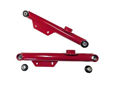 J&M Extreme Duty Rear Lower Control Arms with Spherical Bearings; Red (79-98 Mustang)