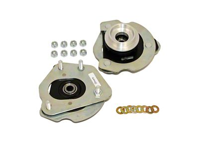 J&M Independently Adjustable Caster Camber Plates for 2.50-Inch Coil-Over Struts; Black (15-24 Mustang)