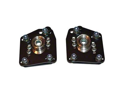 J&M Independently Adjustable Caster Camber Plates; Black (94-04 Mustang)