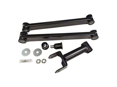 J&M Non-Adjustable Rear Upper and Lower Control Arms; Black (05-10 Mustang)