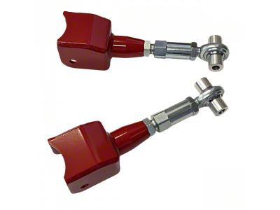 J&M Race Adjustable Rear Upper Control Arms with Chrome-Moly Rod Ends; Red (79-04 Mustang, Excluding 99-04 Cobra)