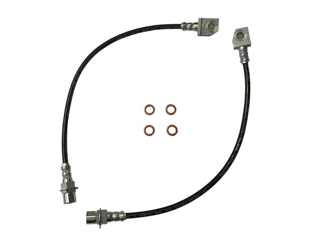 J&M Stainless Steel Brake Conversion Hose Kit; Black Outer Cover (87-93 Mustang w/ 94-98 Cobra Brake Calipers)