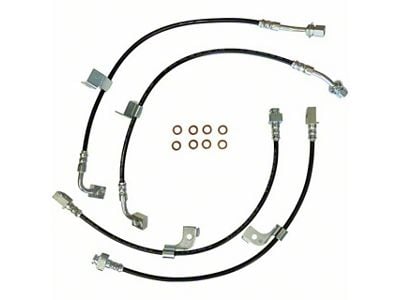 J&M Stainless Steel Teflon Brake Hose Kit; Black Outer Cover; Front and Rear (18-23 Mustang w/ MagneRide)