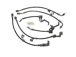 J&M Stainless Steel Teflon Brake Hose Kit; Black Outer Cover; Front and Rear (24-26 Mustang GT w/ Performance Pack, Dark Horse)