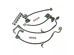 J&M Stainless Steel Teflon Brake Hose Kit; Clear Outer Cover; Front and Rear (13-14 Mustang GT500)
