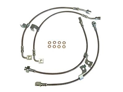 J&M Stainless Steel Teflon Brake Hose Kit; Clear Outer Cover; Front and Rear (18-23 Mustang w/ MagneRide)