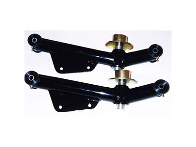 J&M Street Weight Jack Rear Lower Control Arms; Red (79-98 Mustang)